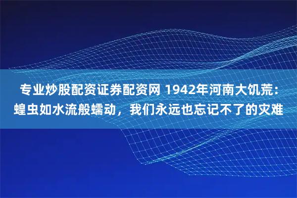 专业炒股配资证券配资网 1942年河南大饥荒：蝗虫如水流般蠕动，我们永远也忘记不了的灾难